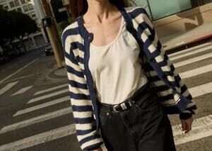 New Nation La Tessa blue & white cardigan sz XS